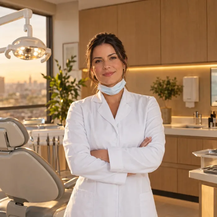 Dentista em consultório odontológico